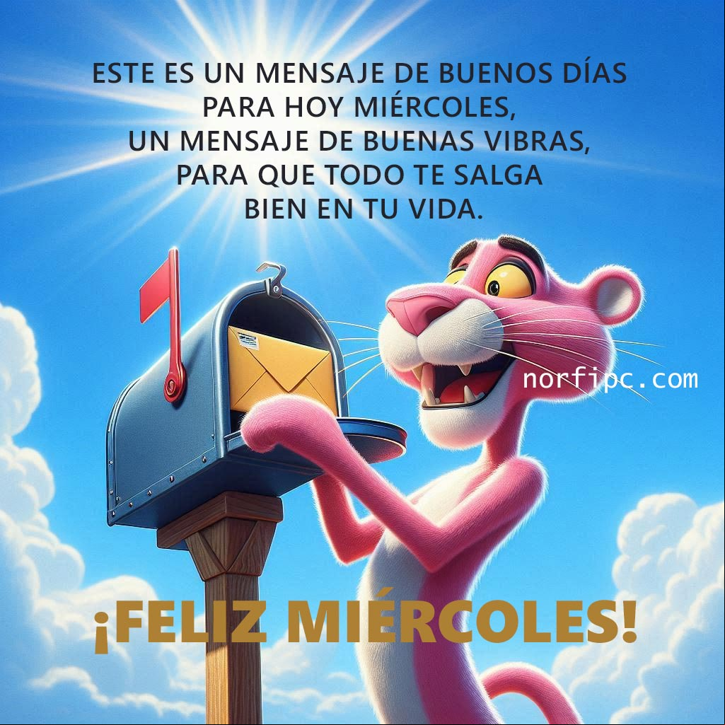 La pantera rosa enviando un mensaje de correo