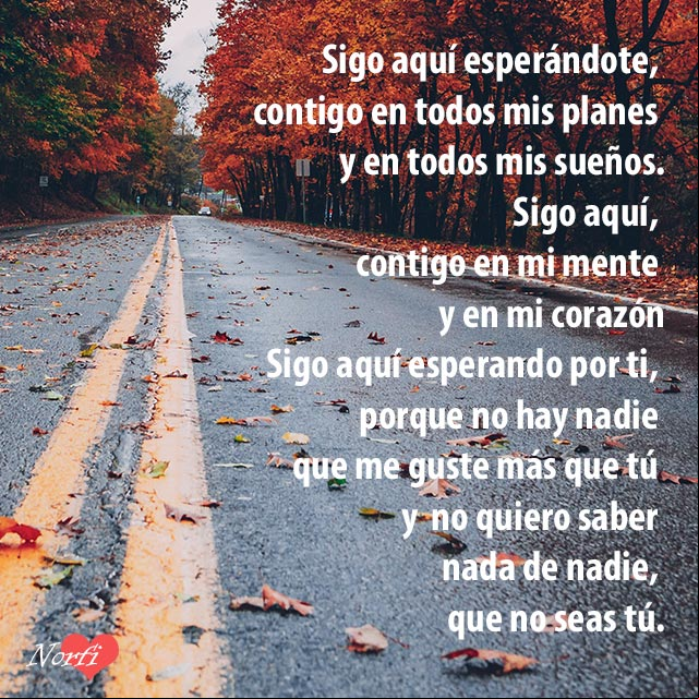 Sigo aquí esperándote, contigo en todos mis planes y en todos mis sueños, en mi mente y en mi corazón Sigo aquí esperándote