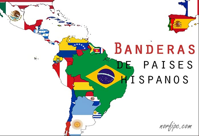 Banderas de España, los países de América del Norte y Latinoamérica Banderas de España, los países de América del Norte y Latinoamérica