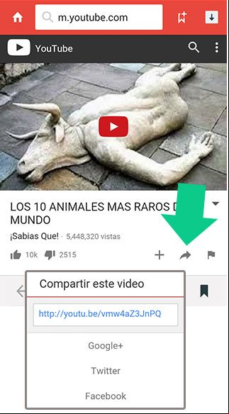 Compartir video en YouTube