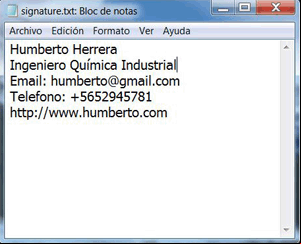 Ejemplo para incluir firma en el email