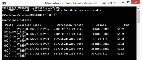 Usar NETSTAT para identificar las conexiones de las aplicaciones con el exterior