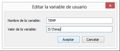 Cambiar la ruta a la variable TEMP