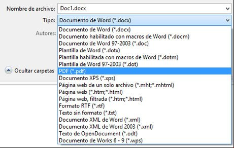 Guardar un documento como PDF en Microsoft Word