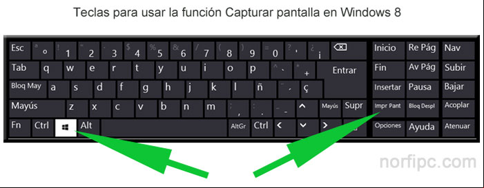 Teclas para usar la función Capturar pantalla en Windows