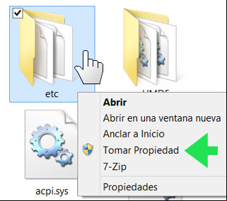 Agregar en el menu contextual opciones para cambiar permisos